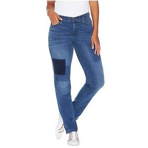 Isaac Mizrahi Live! Regular TRUE DENIM Removed Patch Jeans New A302211